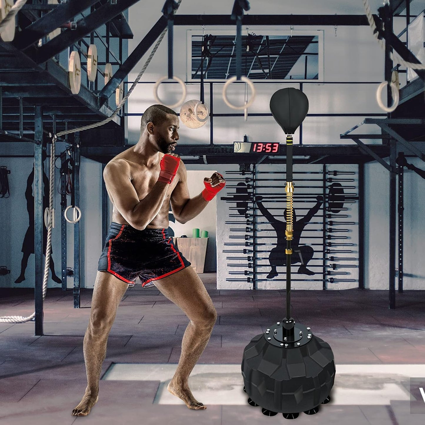 Heavy-Duty Adjustable Height Free Standing Speed Bag for Boxing Skills Training (57" - 74.8")