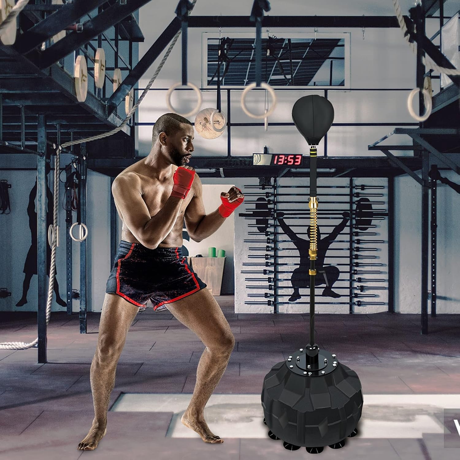 Heavy-Duty Adjustable Height Free Standing Speed Bag for Boxing Skills Training (57" - 74.8")