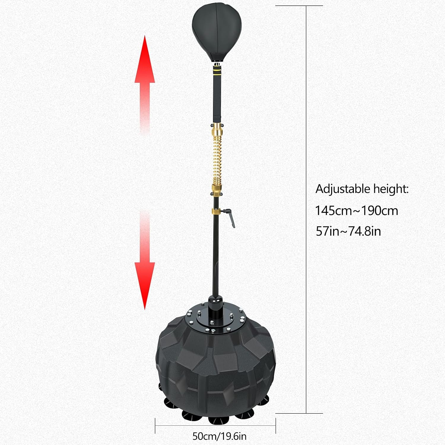 Heavy-Duty Adjustable Height Free Standing Speed Bag for Boxing Skills Training (57" - 74.8")