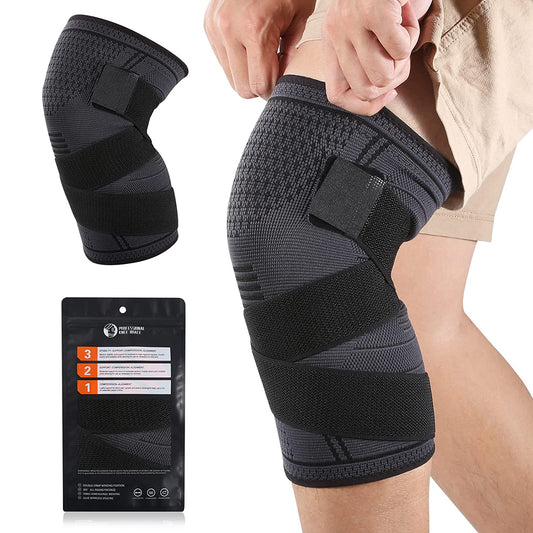 Breathable Compression Knee Sleeve for Men and Women - Adjustable Support for Patellar Tendon Pain and Arthritis Relief, Black (Large)