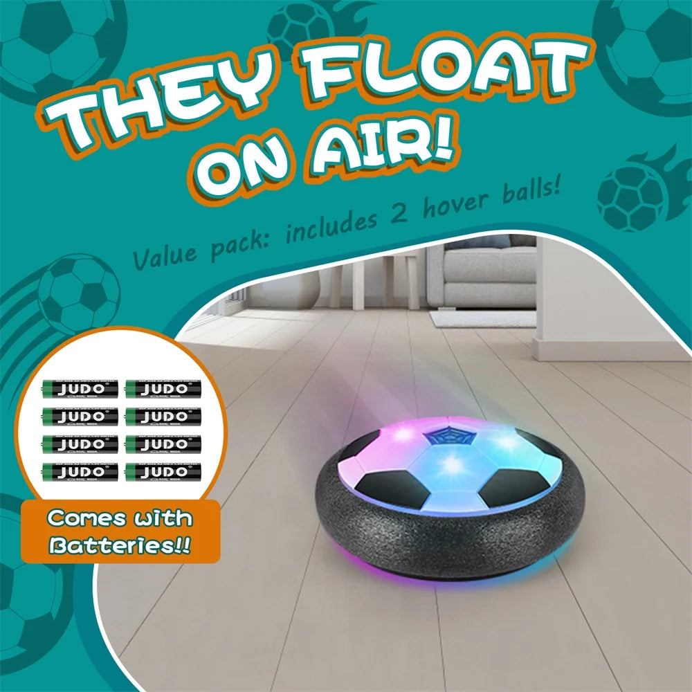 2-Pack LED Hover Soccer Balls for Kids - Indoor & Outdoor Fun with Soft Foam Bumpers!