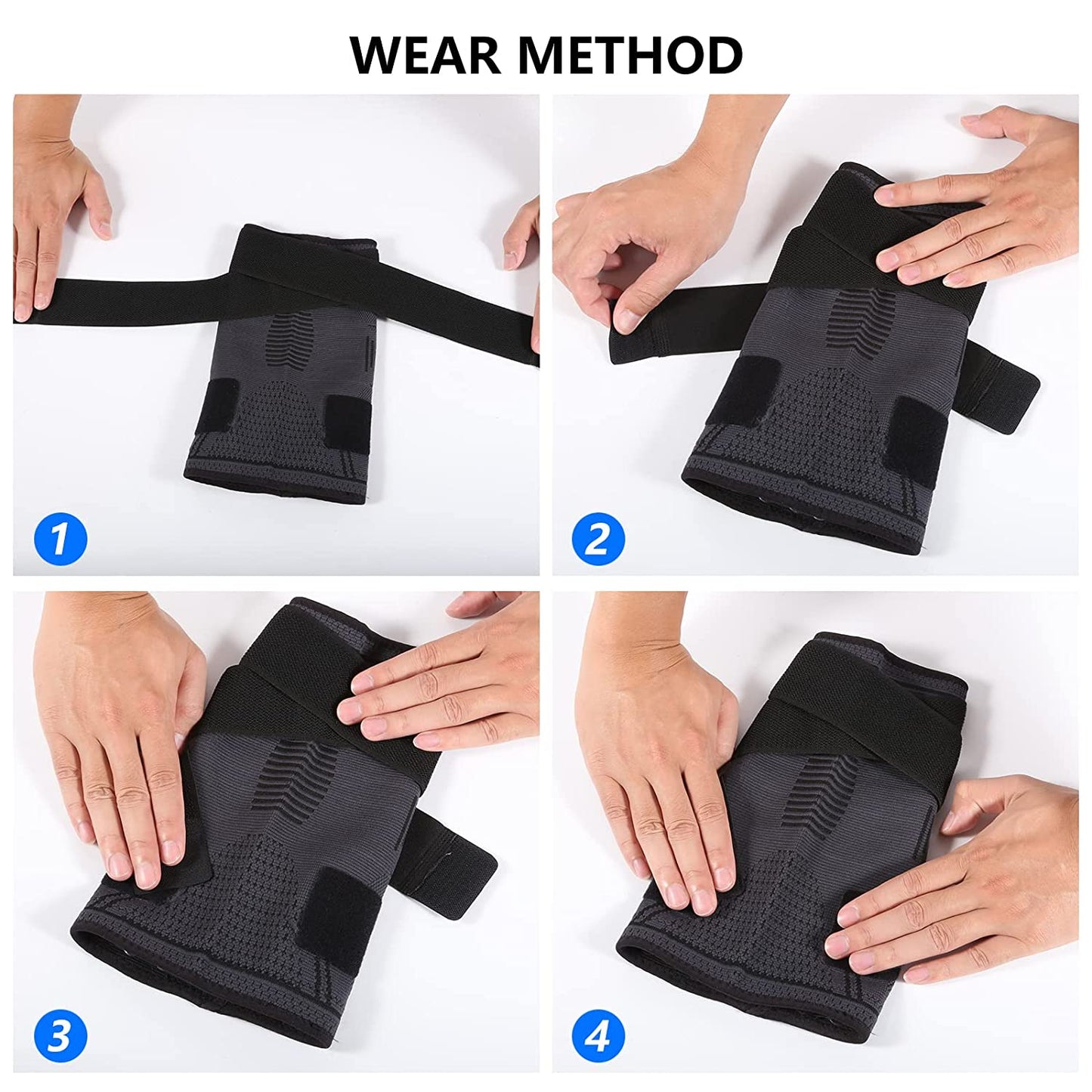 Breathable Compression Knee Sleeve for Men and Women - Adjustable Support for Patellar Tendon Pain and Arthritis Relief, Black (Large)
