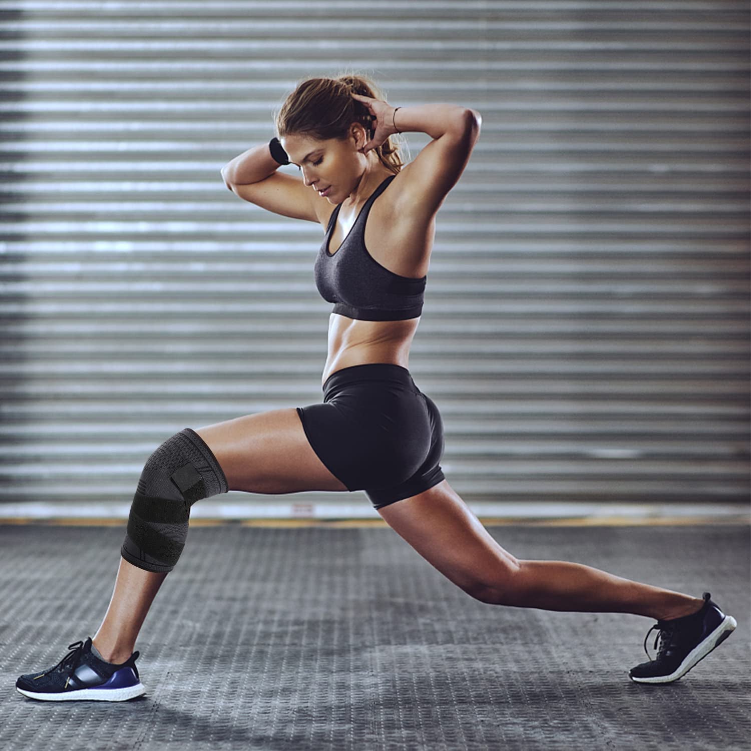Breathable Compression Knee Sleeve for Men and Women - Adjustable Support for Patellar Tendon Pain and Arthritis Relief, Black (Large)